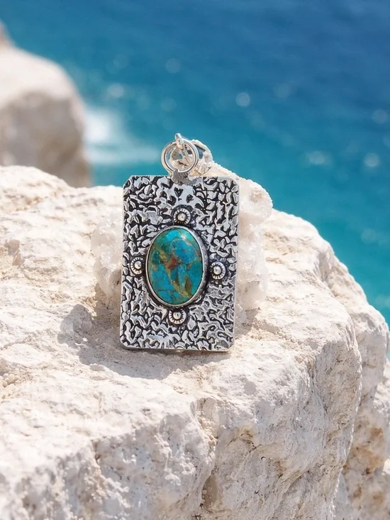 Set! Chrysocolla Necklace & Earrings - Picture 2 of 16